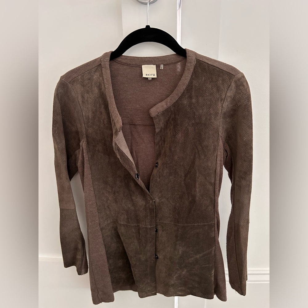 Ecru Brown Sweater Jacket size xs